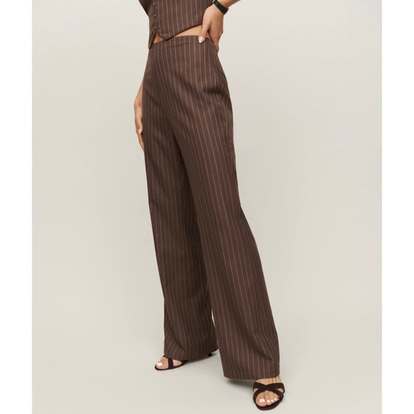 Reformation brown pinstripe vest and pant set - Picture 2 of 4